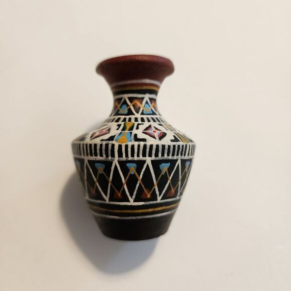 Palayok Hand Painted Set Of 4 Bright Multi-Colored Miniature Clay Pots Vintage - Picture 9 of 11